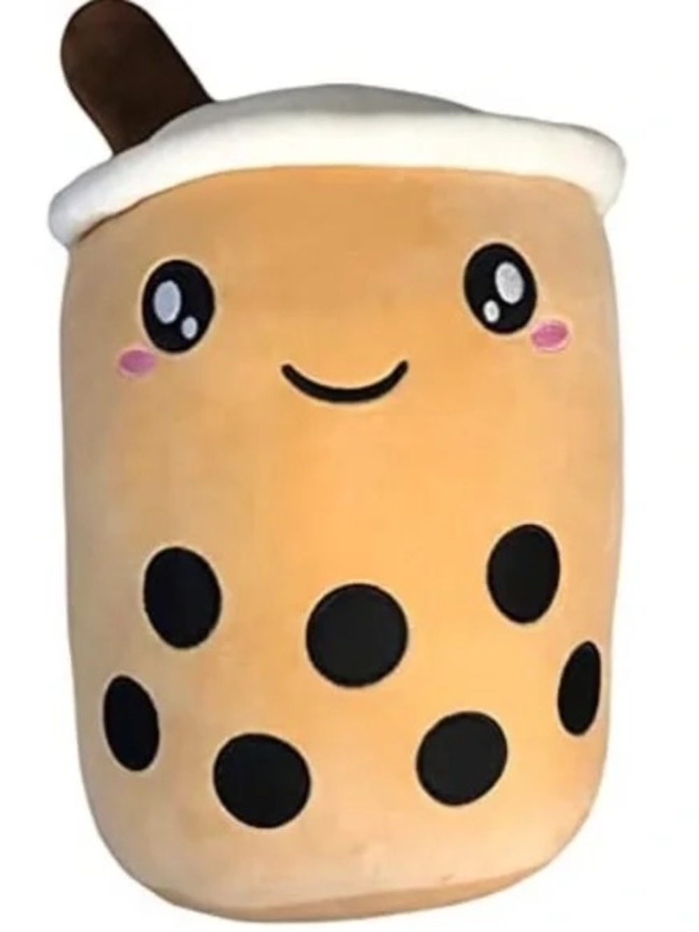 Cute Boba Tea Plush Pillow 20” - Bubble Tea Design in Tan & Black NEW